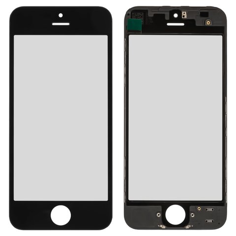 Скло корпуса для iPhone 5S, iPhone SE, з рамкою, з ОСА плівкою, чорне