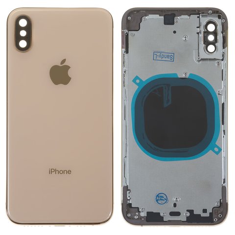 Корпус для iPhone XS, золотистый, с держателем SIM карты, с боковыми кнопками