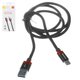 USB кабель Baseus Golden Belt, USB тип-C, USB тип-A, 100 см, 3 A, черный, красный, в нейлоновой оплетке, #CATGB-19