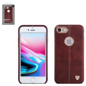 Чохол Nillkin Englon Leather Cover для iPhone 8, коричневий, з отвором під логотип, пластик, PU шкіра, #6902048147836