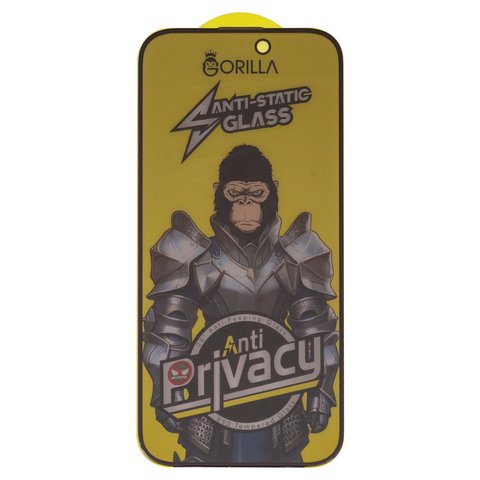 Защитное стекло Gorilla для Apple iPhone 16 Pro, iPhone 17, iPhone 17 Pro, совместимо с чехлом, Full Glue, Anti Static, Anti Peeping, черный