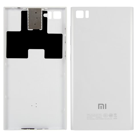 Housing Back Cover compatible with Xiaomi Mi 3, white, with SIM card holder, with side button, TD SCDMA 
