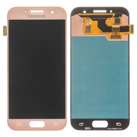 Дисплей для Samsung A320 Galaxy A3 2017 , розовый, без рамки, Оригинал переклеено стекло 