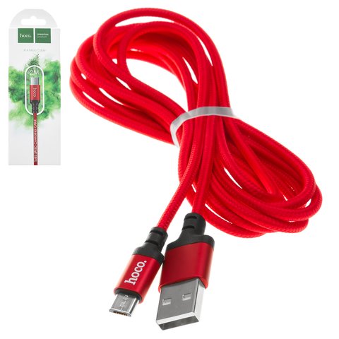 USB кабель Hoco X14, USB тип A, micro USB тип B, 200 см, 2 A, красный