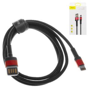 USB Cable Baseus Cafule, USB type A, Lightning, 100 cm, 2.4 A, black, nylon braided  #CALKLF G91
