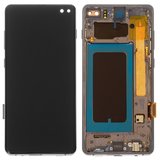 Pantalla LCD puede usarse con Samsung G975 Galaxy S10 Plus, negro, con marco, original (vidrio reemplazado)