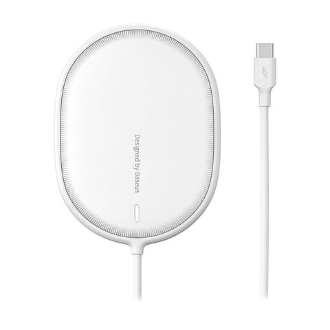 Wireless Charger Baseus BS W518, Fast Charge, white, USB type C, 15 W, magnetic  #WXQJ 02