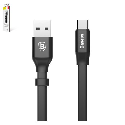 USB Cable Baseus Nimble, USB type A, USB type C, 23 cm, 2 A, black  #CATMBJ 01