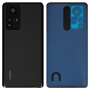 Housing Back Cover compatible with Xiaomi 12 Pro, black, with camera lens, High Copy 