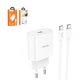 Mains Charger Hoco C94A, (20 W, Power Delivery (PD), Fast Charge, white, with cable USB type C to USB type C, 1 output) #6931474762191