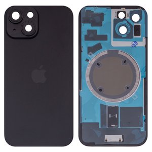 Housing Back Cover compatible with iPhone 15, black, with camera lens, Original PRC  