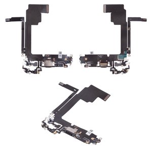 Cable flex puede usarse con iPhone 15 Pro Max, del conector de carga, negro, con micrófono, HC