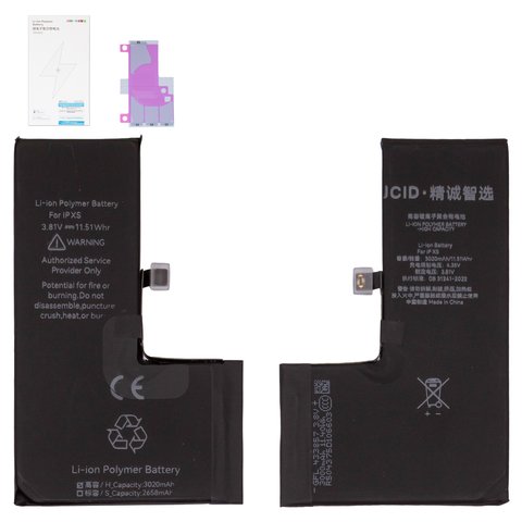 Battery JCID compatible with Apple iPhone XS, Li Polymer, 3.81 V, 3020 mAh, High Capacity 