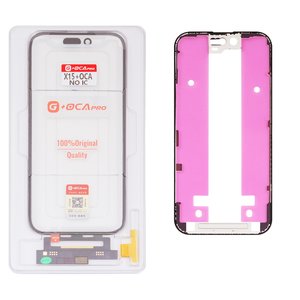 Сенсорный экран G+OCA PRO для iPhone 15, с рамкой, с ОСА пленкой, черный, без микросхемы