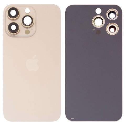 Housing Back Cover compatible with iPhone 13 Pro, golden, with camera lens, Gold, small hole 