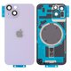 Housing Back Cover compatible with iPhone 14, (purple, with camera lens, Original (PRC), Purple, small hole)