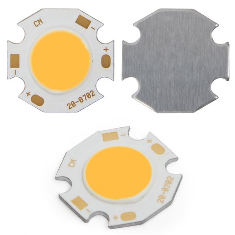 COB LED Chip 7 W warm white, 650 lm, 20 mm, 300 mA, 21 23 V 
