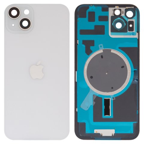 Housing Back Cover compatible with iPhone 14 Plus, white, with camera lens, PRC, starlight