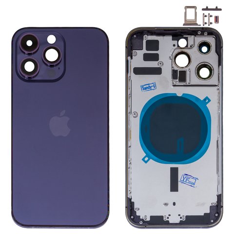 Housing compatible with iPhone 14 Pro Max, purple, with SIM card holders, with side buttons, HC, Global, deep purple 