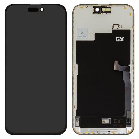 Pantalla LCD puede usarse con iPhone 15 Pro Max, negro, con marco, HC, sin microchip, OLED , GX OEM hard