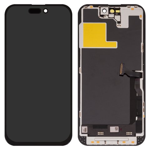 Pantalla LCD puede usarse con iPhone 14 Pro, negro, con marco, AAA, TFT , ZY, LTPS HD+