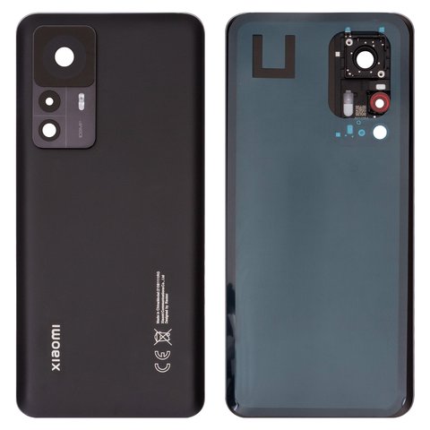 Panel trasero de carcasa puede usarse con Xiaomi 12T, negra, con vidrio de cámara, black