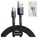 USB кабель Baseus Cafule, USB тип-A, micro-USB тип-B, 100 см, 2,4 А, черный, #CAMKLF-BG1