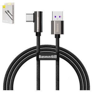 USB кабель Baseus Elbow, USB тип C, USB тип A, 100 см, 66 Вт, черный, с индикатором, Г образный, в нейлоновой оплетке, #CATCS B01