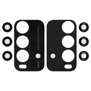 Скло камери для Xiaomi Redmi 9T, чорне, без рамки, комплект 4 шт., carbon Gray, J19S, M2010J19SG, M2010J19SY