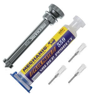Флюс паста Mechanic CMOV 559TC HF, з металевим штовхачем, високоактивна, 10 мл