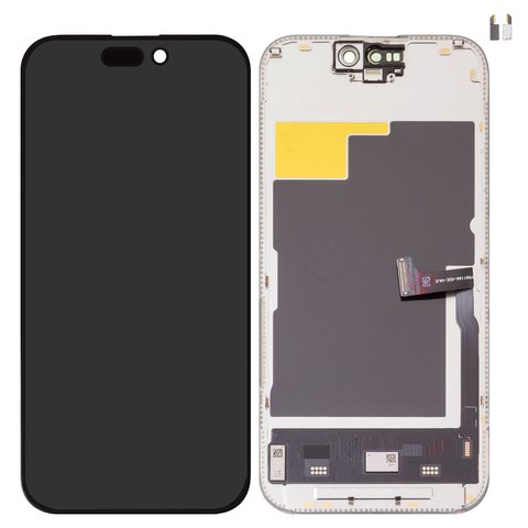 Дисплей для iPhone 15 Pro, черный, с рамкой, HC, без микросхемы, AMOLED , DD OLED soft, 120Hz