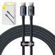 USB кабель Baseus Crystal Shine Series, 2xUSB тип-C, 200 см, 100 Вт, черный, в нейлоновой оплетке, #CAJY000701