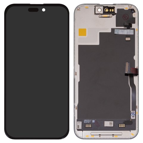 Дисплей для iPhone 15 Pro, черный, с рамкой, HC, без ошибки, OLED , DD OLED OEM soft, 120Hz, diagnosable