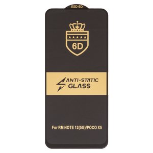 Захисне скло ESD 6D для Xiaomi Poco X5 5G, Redmi Note 12 4G, Redmi Note 12 5G, сумісне з чохлом, Full Glue, Anti Static, без упаковки , чорний