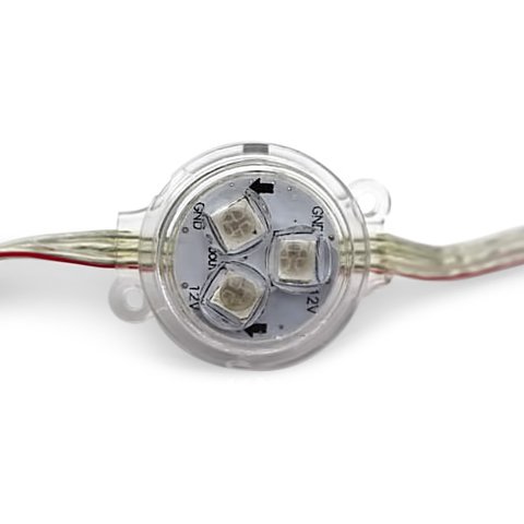 Комплект круглих LED модулів WS2811, оптична лінза, 3 світлодіоди SMD5050, 30 мм, IP67, 20 шт.